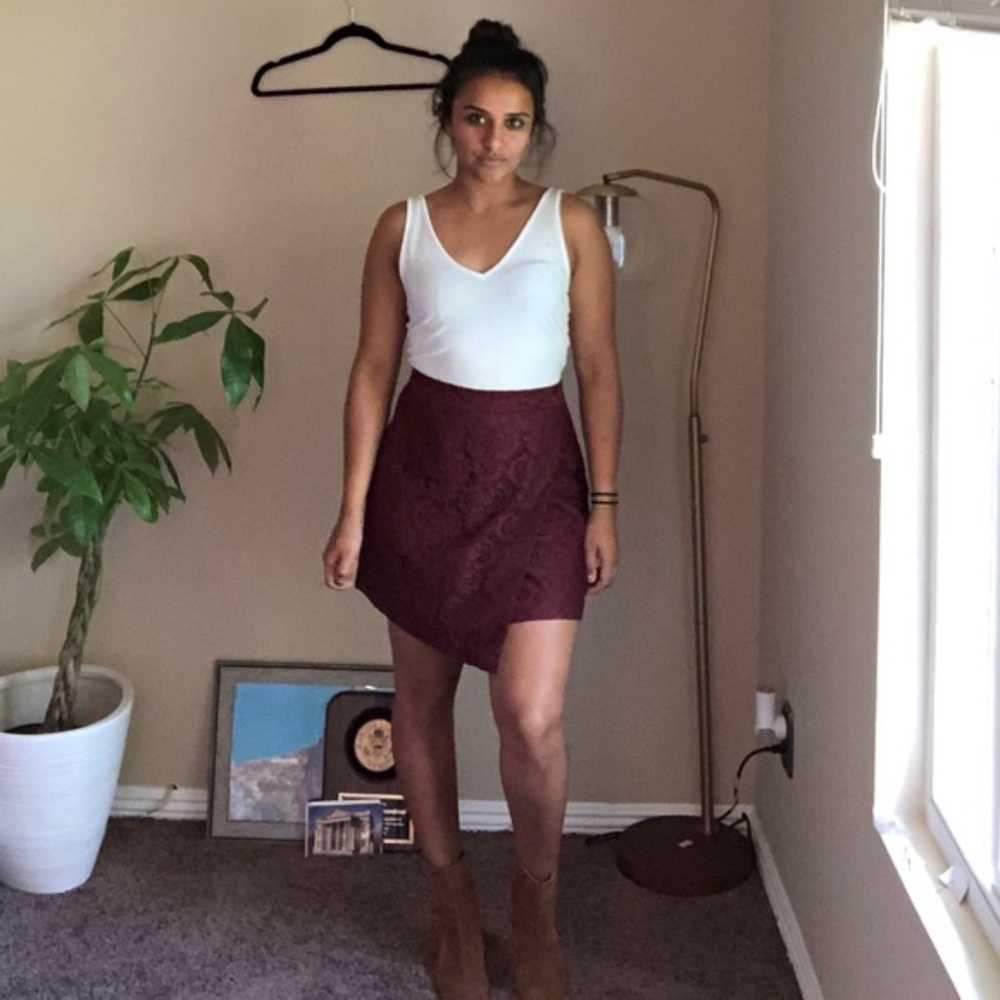 Madewell Burgundy Lace Skirt